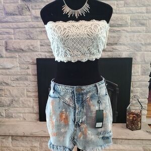 One Teaspoon by Revolve Denim Paint Splash Rocker Skirt. Size 26